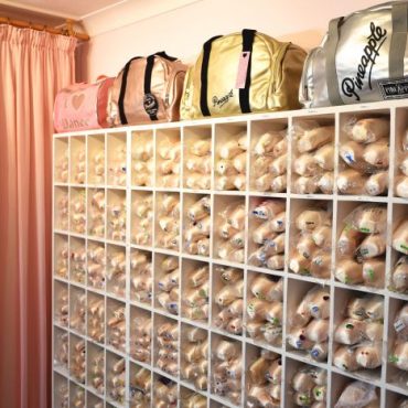 Photo of the pointe shoe wall