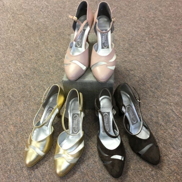 Photo of 3 pairs of customised ballroom shoes